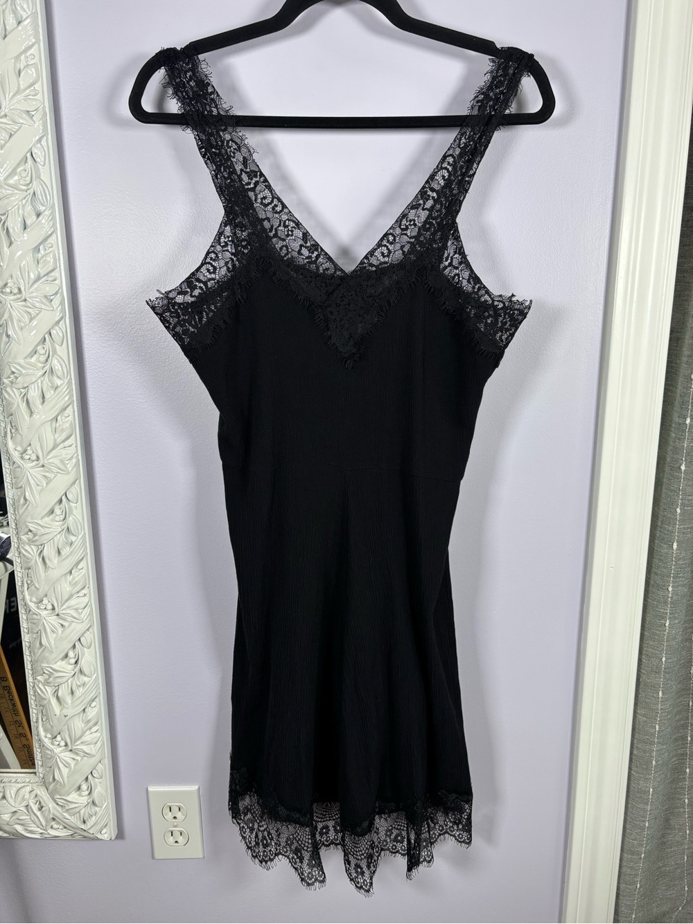 Black Swan Black Y2K Lace-Trim Fairycore Dress Size Large